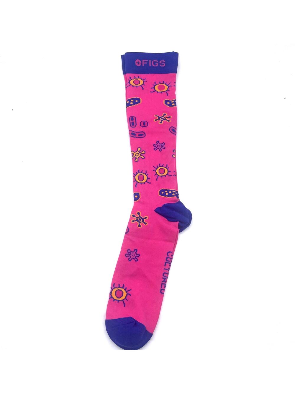 1 Pair FIGS Compression Pink & Blue Socks Size XL